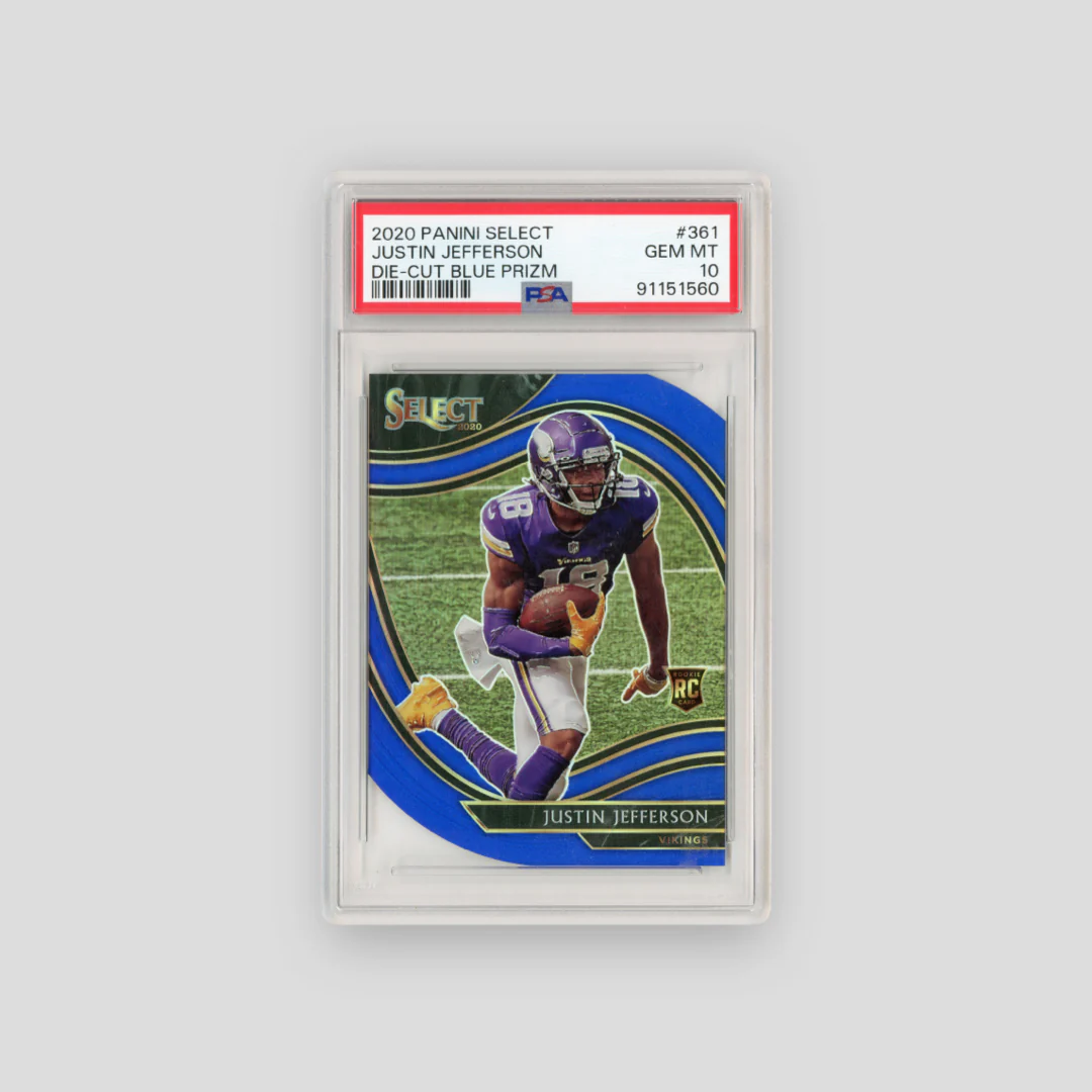 2020 Panini Select Justin Jefferson Blue Die Cut Field Level #362 (PSA 10)